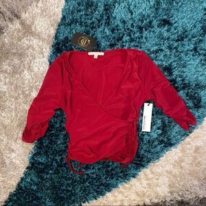 Haute Monde | Red long sleeve crop top | Large